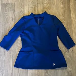 COPY - Jaanuu Ponte collection 3/4 length sleeves mock neck & V cutout in Royal…